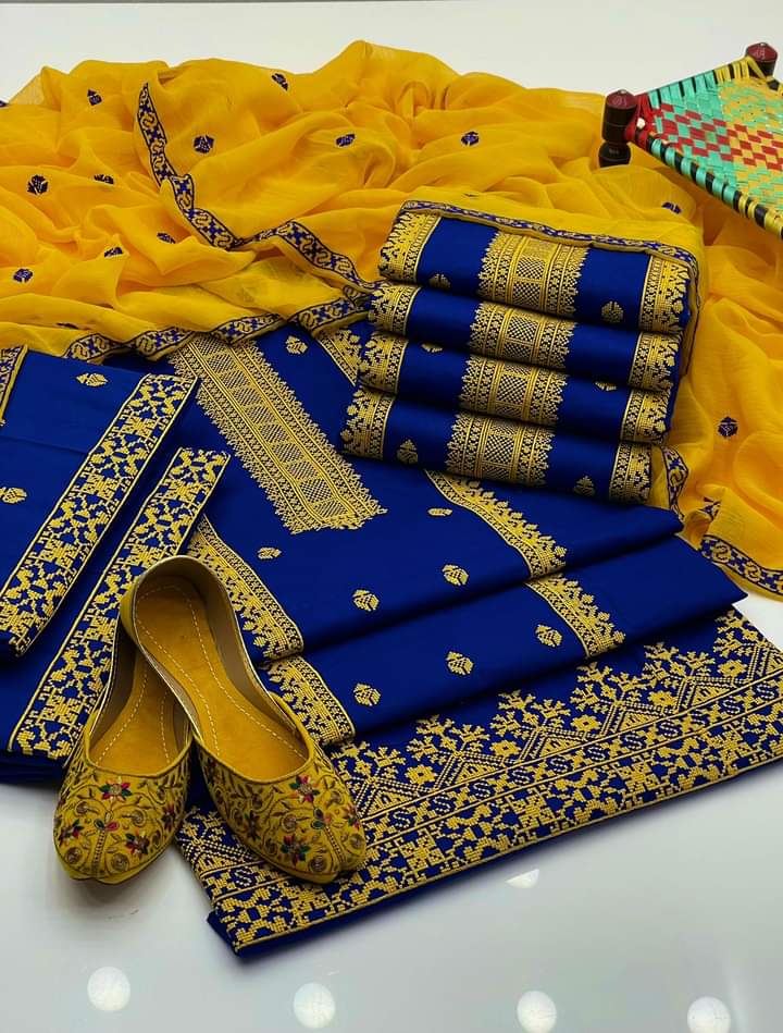 Linen 3Pc Fully Embroidered With Bember Emb Duppata unstich