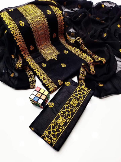 Linen 3Pc Fully Embroidered With Bember Emb Duppata unstich