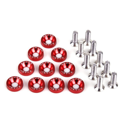Motorcycle Fancy Bolts with Washer 10 Pcs Set - Universal Bike Chain Cover Bolts - Number Plate Bolts Set