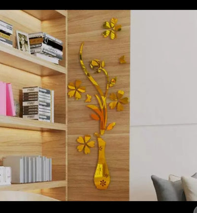 Acrylic Flowers Vase Mirror Wall Stickers