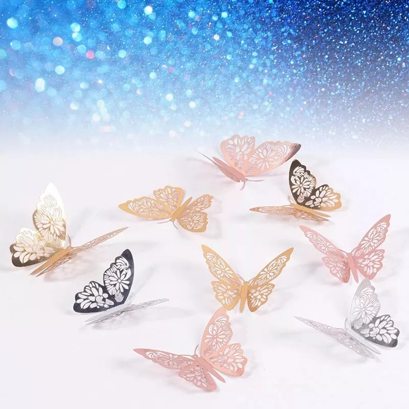 3D Wall Stickers Hollow Butterfly for Kids Rooms Home Wall Decor DIY Fridge stickers Room Decoration