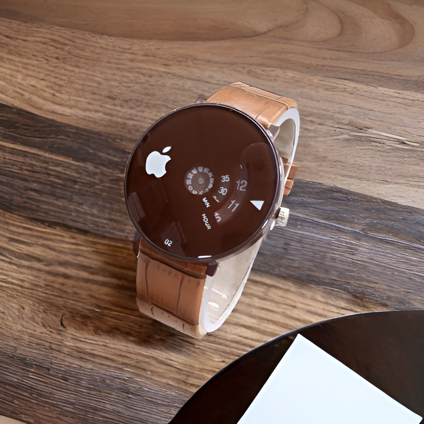 Leather Strap Stylish Watch For Men (Brown) - Without Box