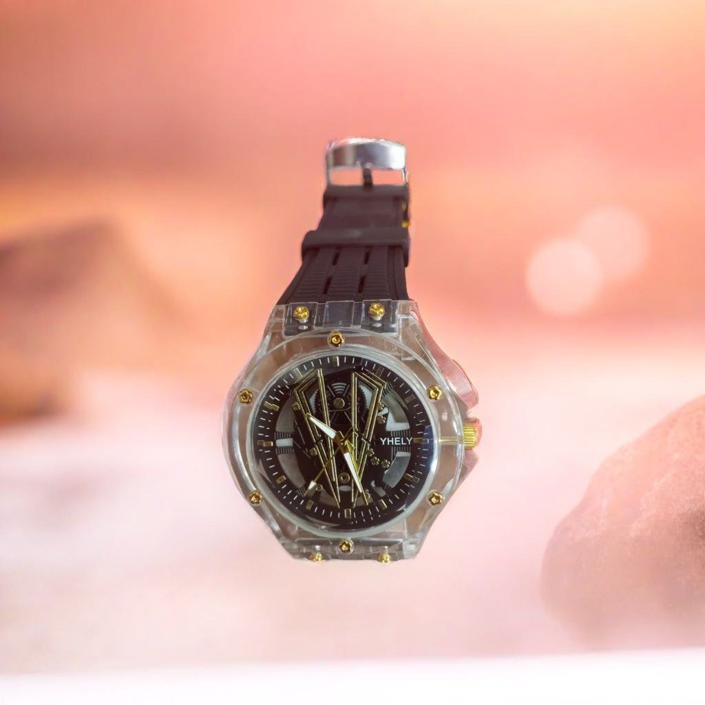 Yhely Rubber Strap Gents Watch With Normal Box